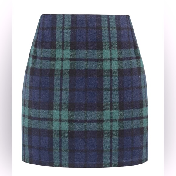 Wool Plaid Mini Skirt - Picture 2 of 7